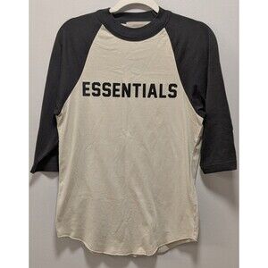 Essentials Fear Of God Black Cream Baseball Raglan 3/4 Sleeve Shirt Top - 8